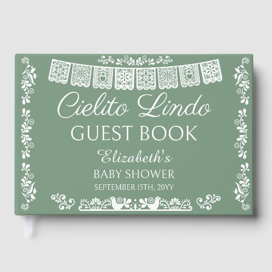 Cielito Lindo Sage Green Baby Shower Gästebuch (Vorderseite)