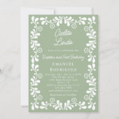 Cielito Lindo Sage Green Baptism & First Birthday Einladung (Vorderseite)
