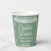 Cielito Lindo Sage Green Papel Picado Baby Shower  Pappbecher (Rückseite)