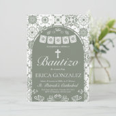 Cielito Lindo Sage Green Talavera  Einladung (Stehend Vorderseite)