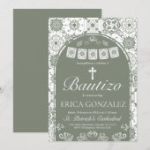 Cielito Lindo Sage Green Talavera  Einladung (Vorne/Hinten)