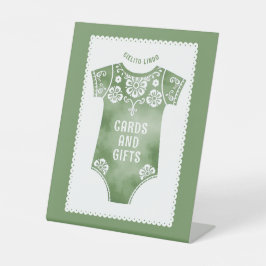 Cielito Lindo Salbei Babydusche Karten und Geschen Sockelschild