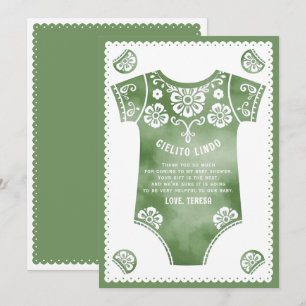 Cielito Lindo Salbei Grüne Bodysuit Babydusche Dankeskarte