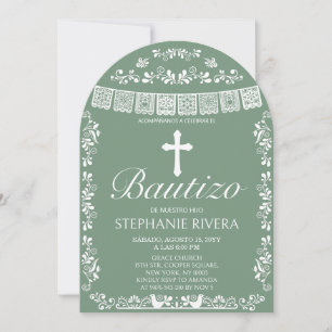 Cielito Lindo Salbei-Grüner Bautizo-Torbogen Einladung