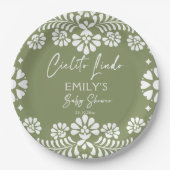 Cielito lindo Salbeigrün Mexikanische Babydusche Pappteller (Vorderseite)