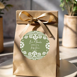 Cielito lindo Salbeigrün Mexikanische Babydusche Runder Aufkleber