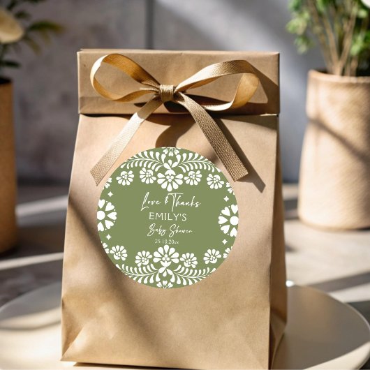 Cielito lindo Salbeigrün Mexikanische Babydusche Runder Aufkleber