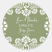 Cielito lindo Salbeigrün Mexikanische Babydusche Runder Aufkleber (Vorderseite)