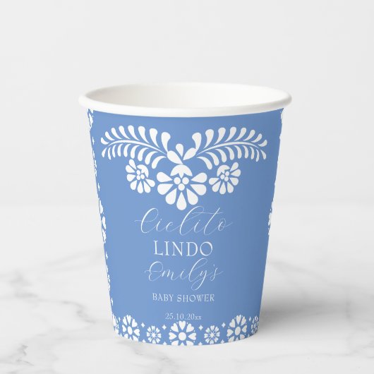 Cielito lindo staubblaue mexikanische Babydusche Pappbecher (Vorderseite)
