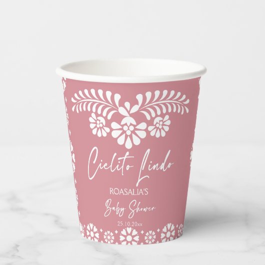 Cielito lindo staubige rosa mexikanische Babydusch Pappbecher (Vorderseite)