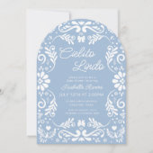 Cielito Lindo Talavera Blue Mexican Baby Shower Einladung (Vorderseite)