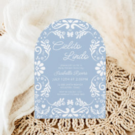 Cielito Lindo Talavera Blue Mexican Baby Shower Einladung