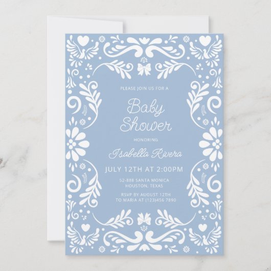 Cielito Lindo Talavera Mexican Blue Baby Shower  Einladung (Vorderseite)