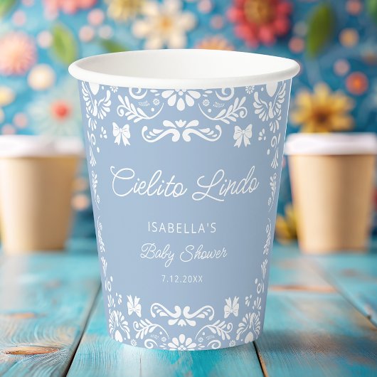 Cielito Lindo Talavera Mexican Blue Baby Shower Pappbecher