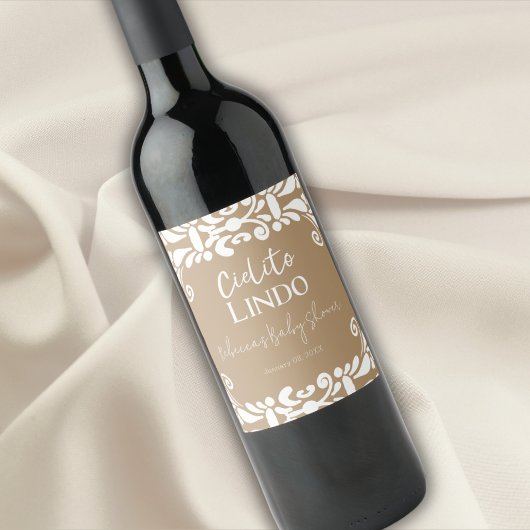 Cielito Lindo Talavera Mexican Fiesta Baby Shower Weinetikett