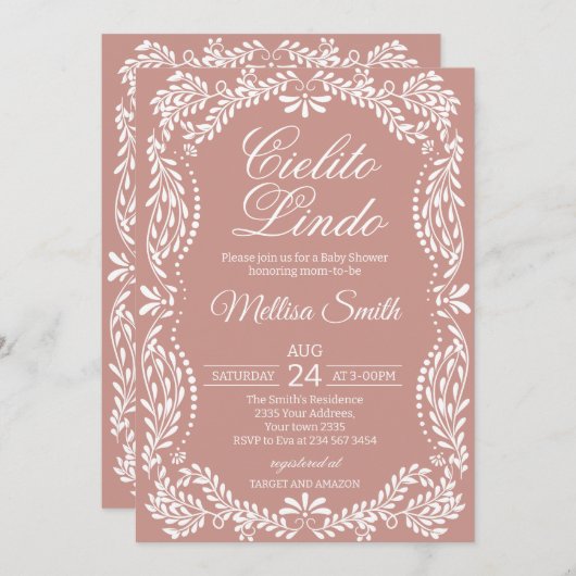 Cielito Lindo Talavera Mexican Pink Baby Shower Einladung (Vorne/Hinten)