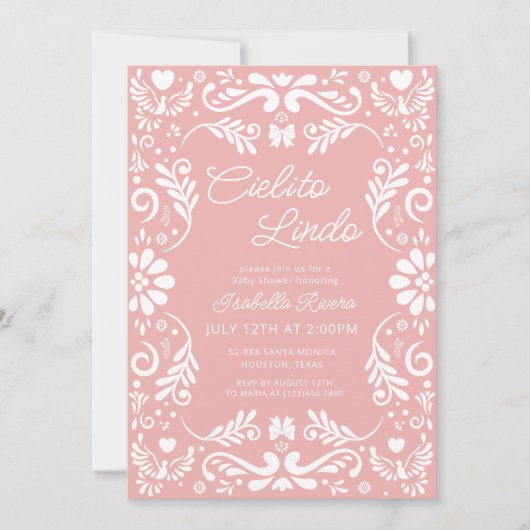 Cielito Lindo Talavera Mexican Pink Baby Shower Einladung (Vorderseite)