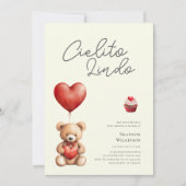 Cielito Lindo teddy heart baby shower Einladung (Vorderseite)