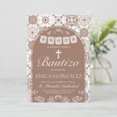 Cielito Lindo Terracotta Bautizo Talavera Einladung (Stehend Vorderseite)