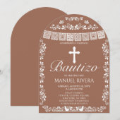 Cielito Lindo Terracotta Boy Bautizo Arch Einladung (Vorne/Hinten)