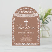 Cielito Lindo Terracotta Boy Bautizo Arch Einladung (Stehend Vorderseite)