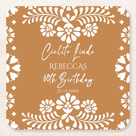 Cielito lindo terracotta mexikanische 60. Geburtst Rechteckiger Pappuntersetzer (Vorderseite)