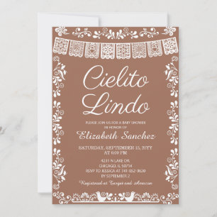 Cielito Lindo Terrakotta-Papel-Picado-Baby-Shower Einladung
