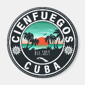 Cienfuegos Cuba Island Retro Sunset Souvenirs 60er Magnet (Vorne)
