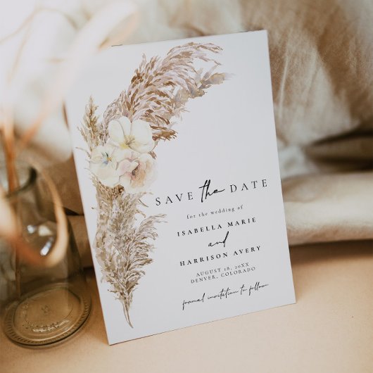 CIERA Boho Dry Pampas Grass Save the Date Einladung