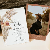 CIERA Boho Terracotta Floral Pampas Babydusche Einladung