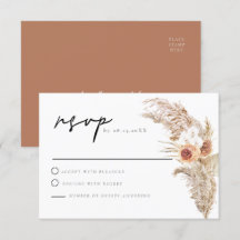 CIERA Boho Terracotta Floral Pampas RSVP Karte