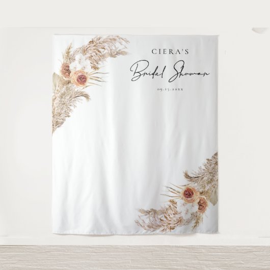 CIERA Boho Terracotta Pampas Grass Brautparty Wandteppich (Vorderseite)