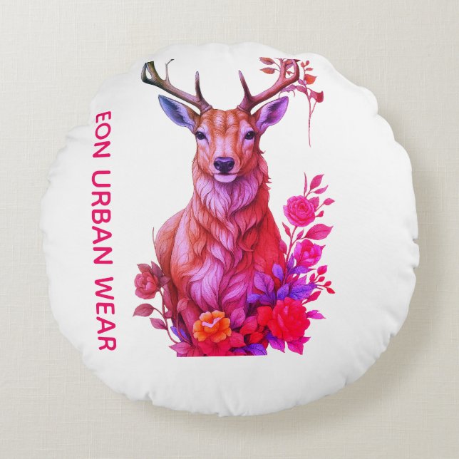 CIERVO ENTRE FLORES RUNDES KISSEN (Vorderseite)