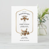 Cigar and Whisky Bachelor Party Invitation Einladung (Stehend Vorderseite)