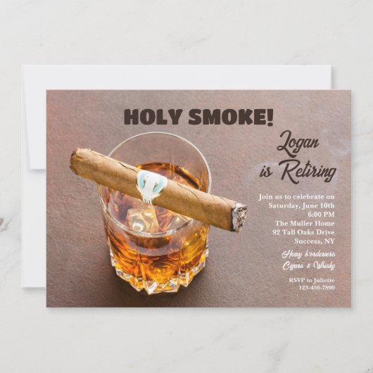 Cigar and Whisky Retirement Invitations Einladung (Vorderseite)