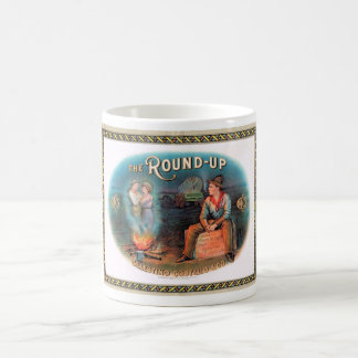 CIGAR B0X-ETIKETT "COWBOYS" aus den 1900er Jahren. Kaffeetasse