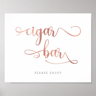 "Cigar Bar" Rose Gold Kalligrafie Hochzeitszeichen Poster
