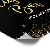 Cigar Bar Sign Black & Gold Glitzer Confetti Poster (Ecke)