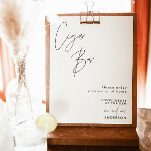 Cigar Bar Sign, Moderne Minimalistische Hochzeit Poster