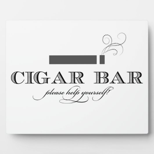 Cigar Bar Sign Table Easel - White and Black Fotoplatte (Vorderseite)