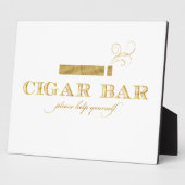 Cigar Bar Sign Table Easel - White and Gold Fotoplatte (Seite)