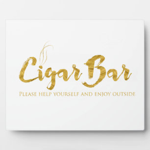 Cigar Bar Sign Table Easel - White and Gold Fotoplatte