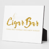 Cigar Bar Sign Table Easel - White and Gold Fotoplatte (Seite)