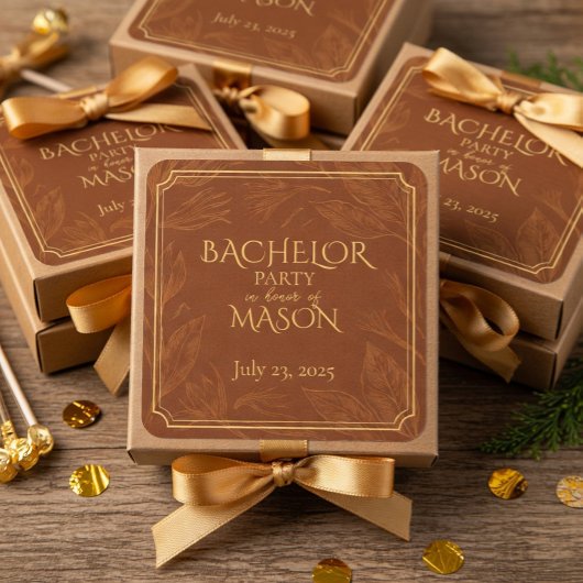 Cigar Bar Theme Bachelor Party Quadratischer Aufkleber