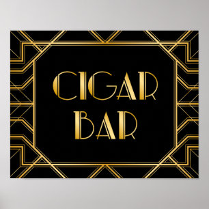 Cigar Bar Wedding Sign   Gatsby Art Deco Poster