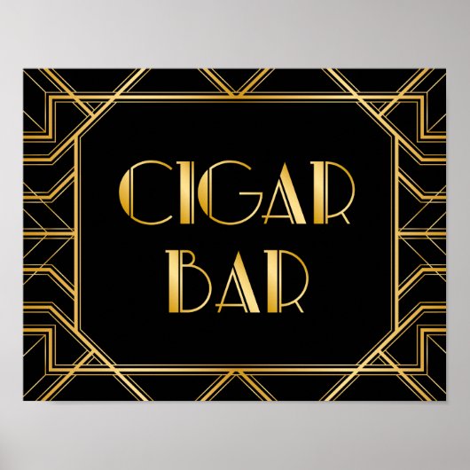 Cigar Bar Wedding Sign | Gatsby Art Deco Poster (Vorne)