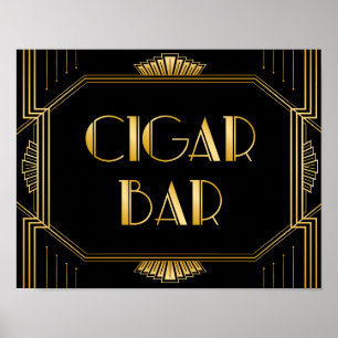 Cigar Bar Wedding Sign   Gatsby Art Deco Poster