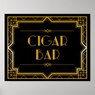 Cigar Bar Wedding Sign   Gatsby Art Deco Poster