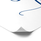 Cigar Bar Wedding Sign in Navy Blue Calligraphy Poster (Ecke)