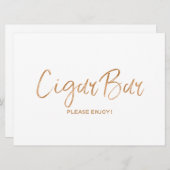 "Cigar Bar"-Zeichenhochzeit | Stilvolle Gold-Rose Einladung (Vorne/Hinten)